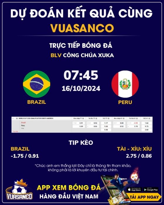 Soi kèo Brazil vs Peru – 07h45 – 16/10 – VL World Cup Nam Mỹ