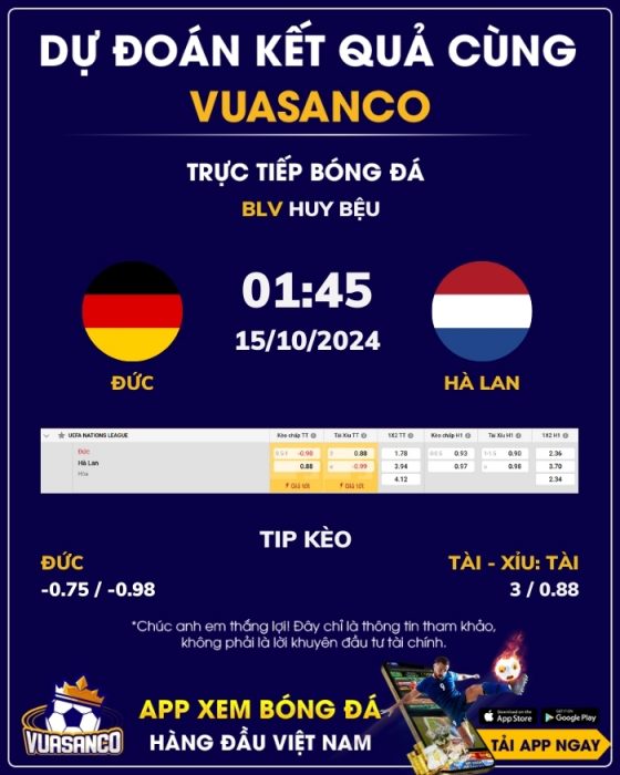 Soi kèo Đức vs Hà Lan – 01h45 – 15/10 – Nations League